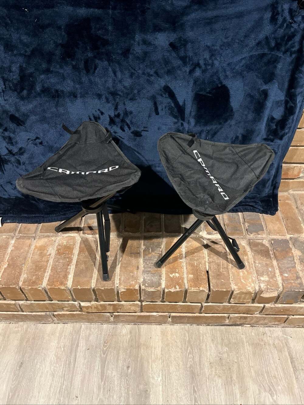 Set of 2 Chevrolet Camaro Branded Portable Folding Tripod Stools